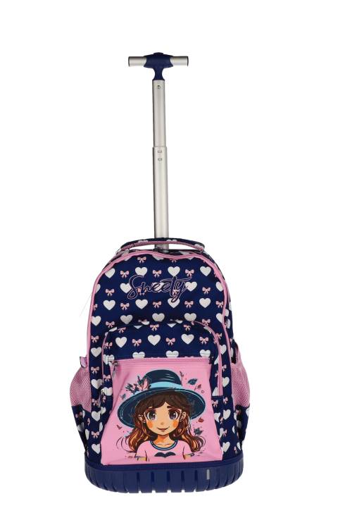 Ghiozdan TROLLER SF SWEETY 4F 48x32x21cm 1.8kg BLUE ROZ Hearts